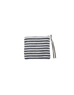 Canna Pouch White Navy Border Medium