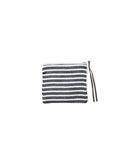 Canna Pouch White Navy Border Medium