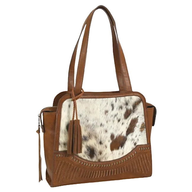 Catchfly Ladies Cowhide Chestnut Brown Tote Bag 22091794