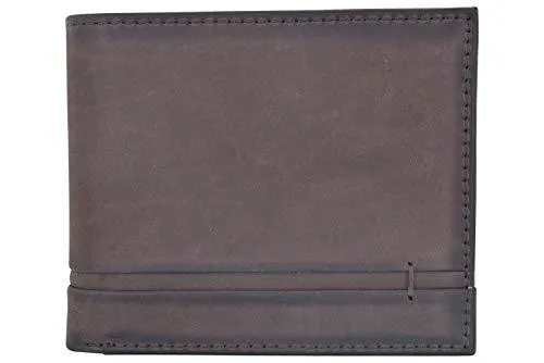 Cazoro Men's Genuine Leather RFID Blocking Bifold Extra Capacity Top Flip ID Wallet Brown RFID611301