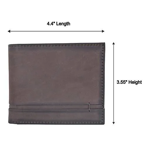 Cazoro Men's Genuine Leather RFID Blocking Bifold Extra Capacity Top Flip ID Wallet Brown RFID611301