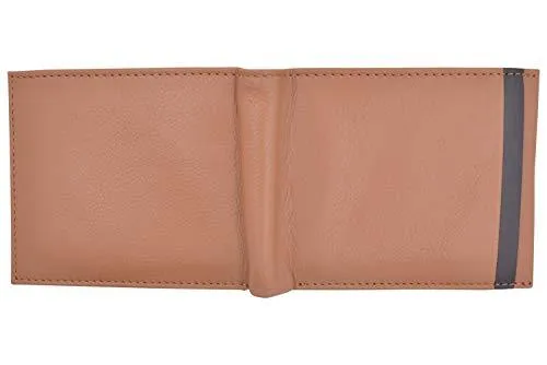 Cazoro Men’s Slimfold RFID Safe Slim Bifold Wallet Smooth Leather Front Pocket Tan RFID611290