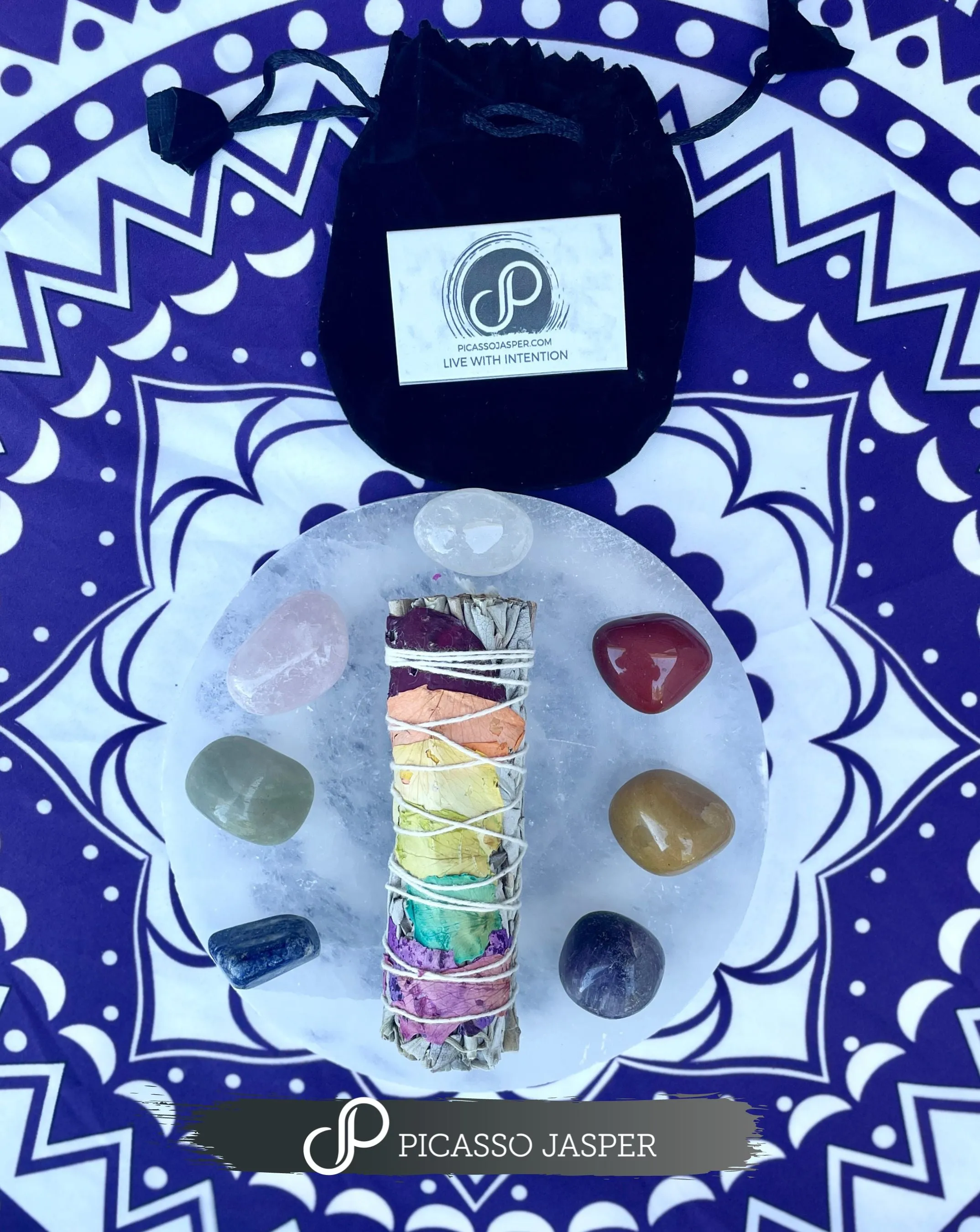 Chakra Stone Set   Sage & Meditation Card Bundle