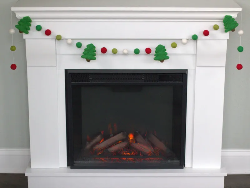 Christmas Tree Felt Garland- Red, Kelly Green, Lime & White- KELLY GREEN Trees