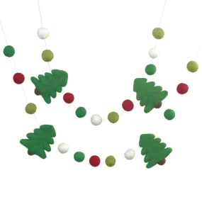 Christmas Tree Felt Garland- Red, Kelly Green, Lime & White- KELLY GREEN Trees