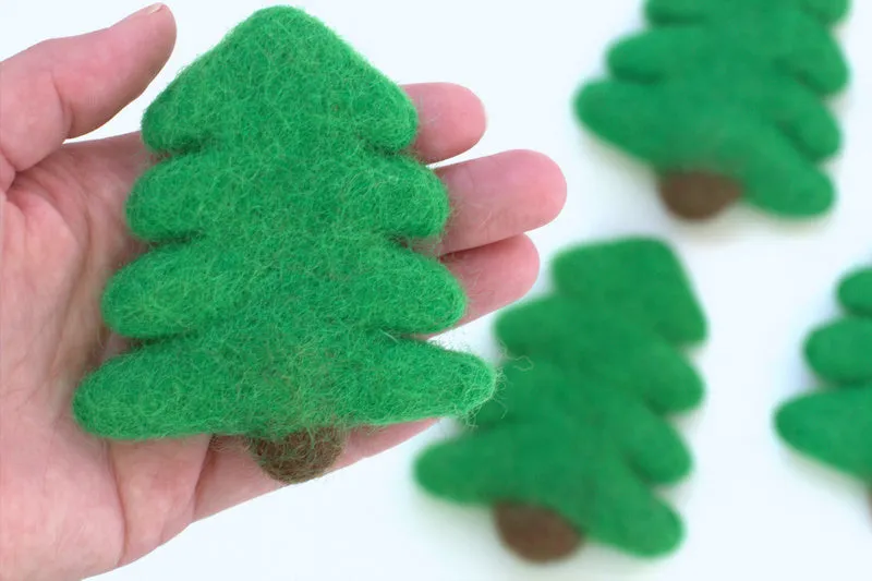 Christmas Tree Felt Garland- Red, Kelly Green, Lime & White- KELLY GREEN Trees