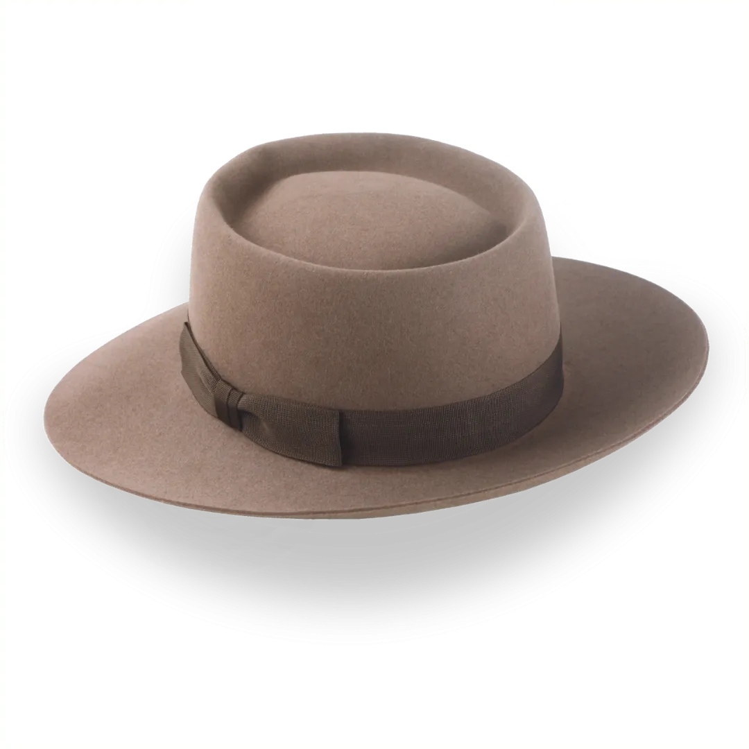 Classic Wide-Brim Porkpie Hat in Premium Beaver Felt | The Oppenheimer