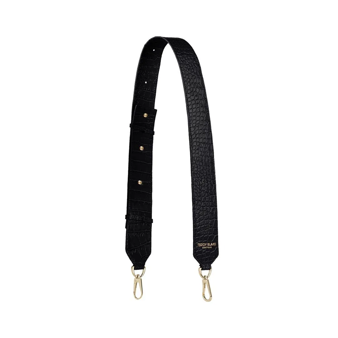 Croco Leather Wide Strap - Black