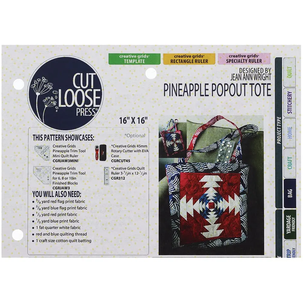 Cut Loose Press, Pineapple Popout Tote Pattern