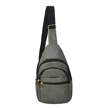 Dark Gray Faux Leather Fashion Sling Bag