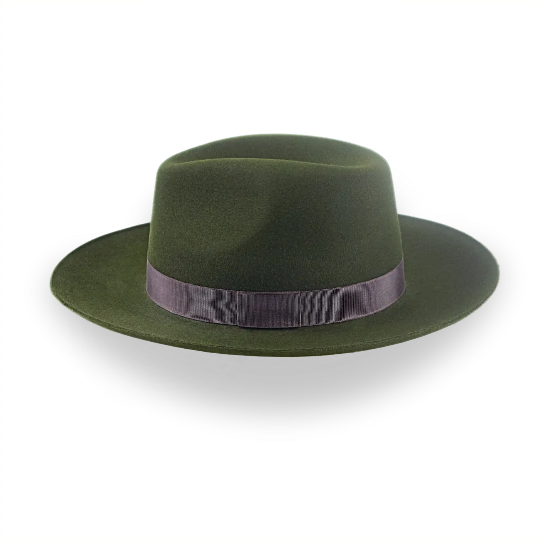 Dark Olive Green Wide Brim Outback Fedora | The Reconnoiter