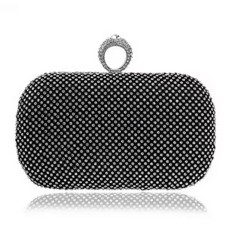 Diamond-Studded Evening Clutch Bag with Chain -  Women's Evening Bag