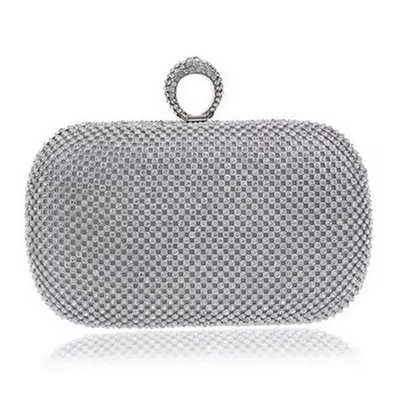 Diamond-Studded Evening Clutch Bag with Chain -  Women's Evening Bag