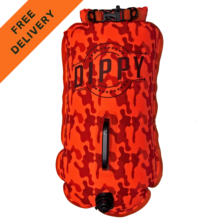 DIPPY 28 Litre Swim Dry Bag in Orange Camo