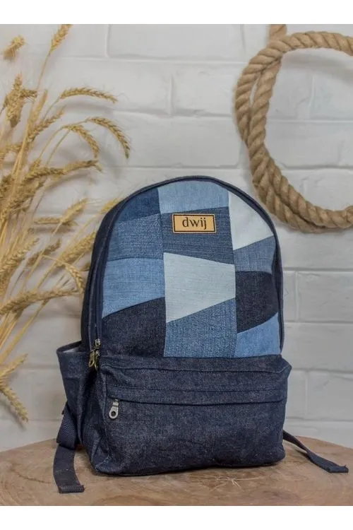 Dwij Patched Denim & Felt Backpack