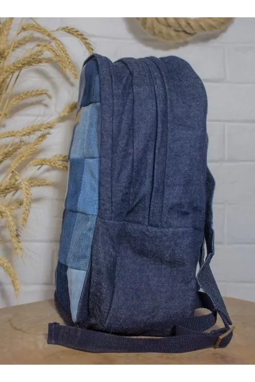 Dwij Random Patch Denim & Felt Backpack