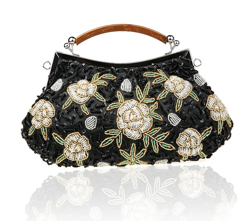 Elegant Handmade Embroidery Beaded Evening Bag