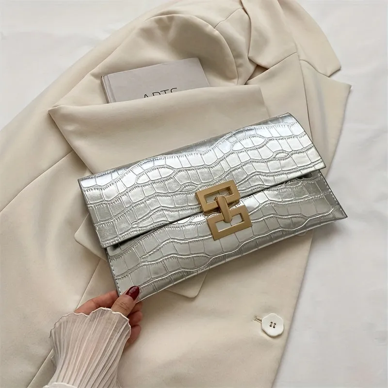 Elegant Party Clutch Crocodile Embossed Coin Purse Classic Design