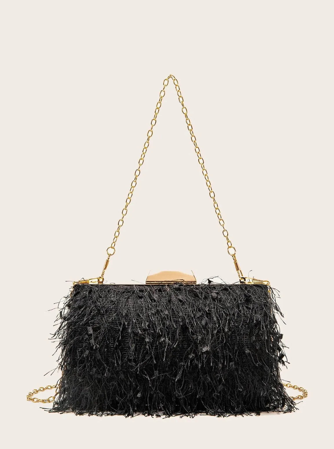 Ellie Fringe Clutch Black