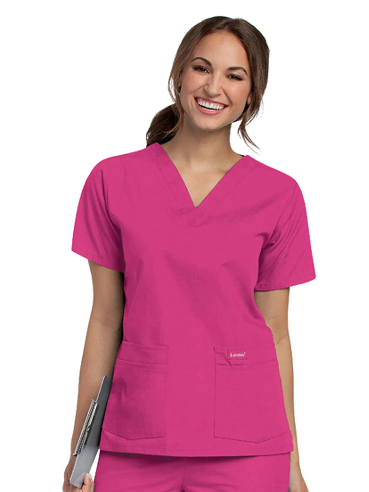 Essentials - Women's 4-Pocket V-Neck Scrub Top (1)