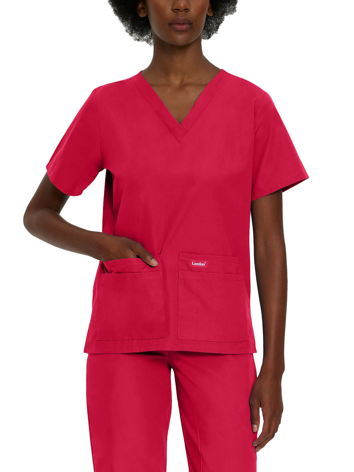 Essentials - Women's 4-Pocket V-Neck Scrub Top (1)