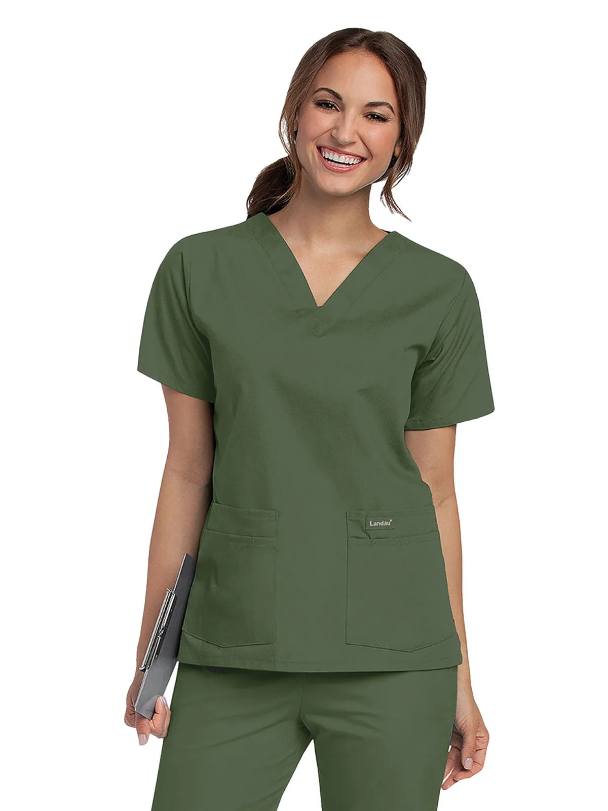 Essentials - Women's 4-Pocket V-Neck Scrub Top (1)