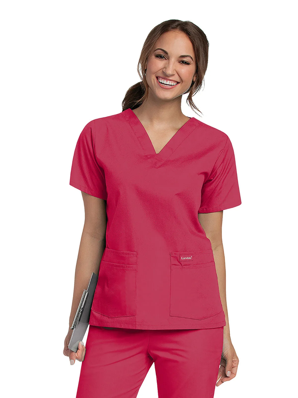 Essentials - Women's 4-Pocket V-Neck Scrub Top (1)