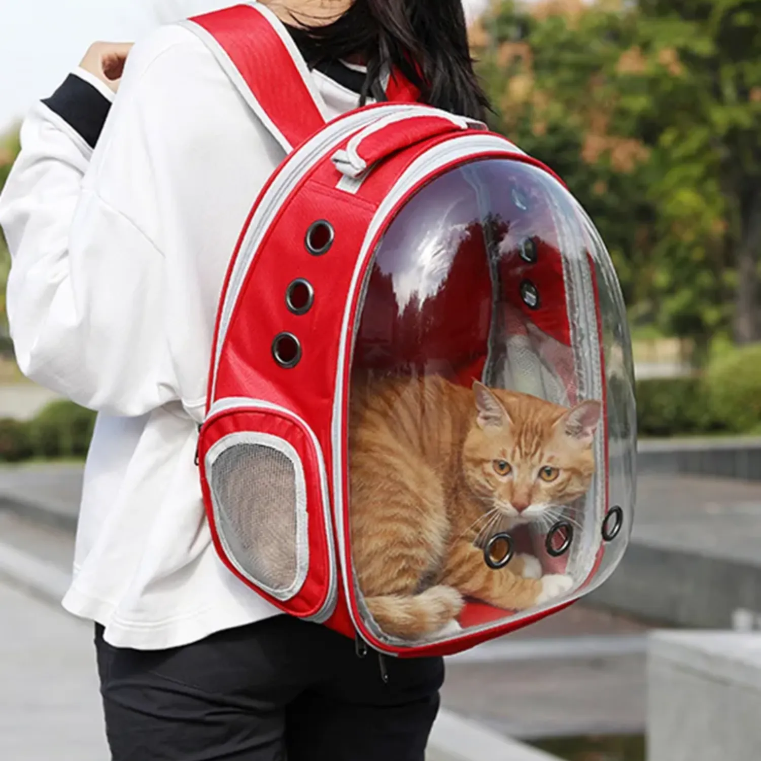 Expandable Waterproof Pet Backpack with Space Capsule Design