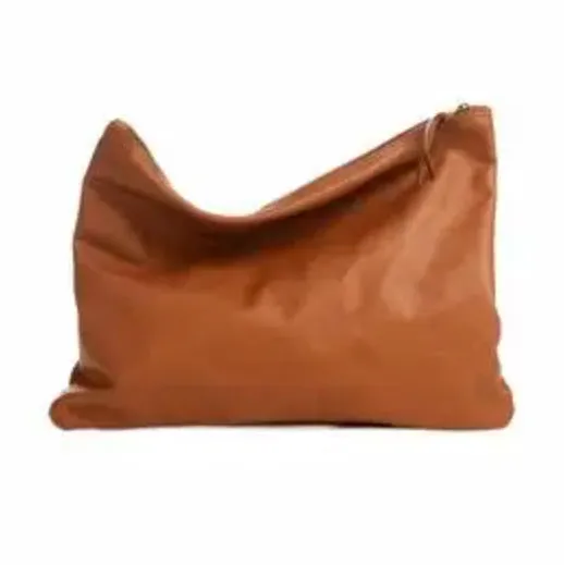 Extra Large Leather Fold Over Clutch in Bourbon by Vicki Jean