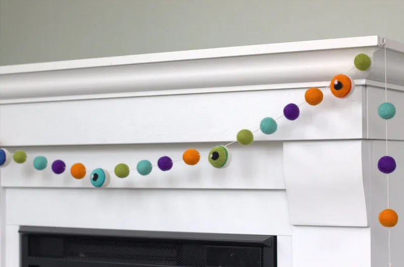 Eyeball Halloween Garland- Purple, Green, Orange & Turquoise