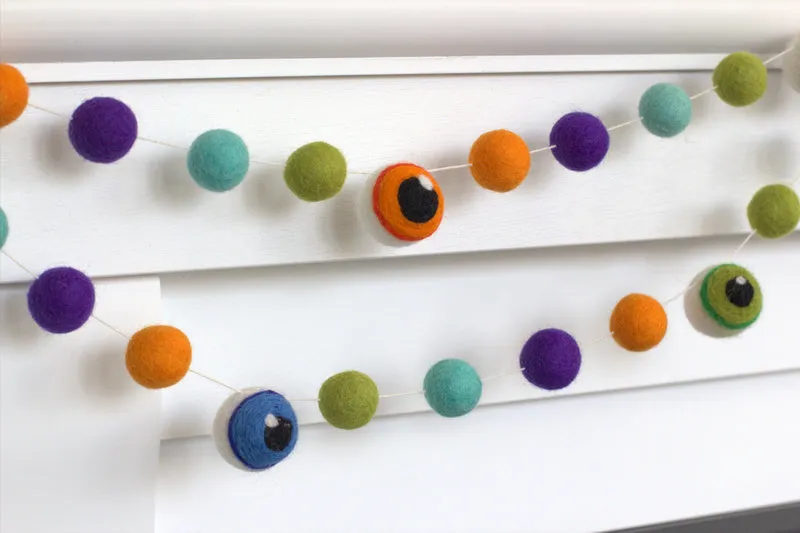 Eyeball Halloween Garland- Purple, Green, Orange & Turquoise