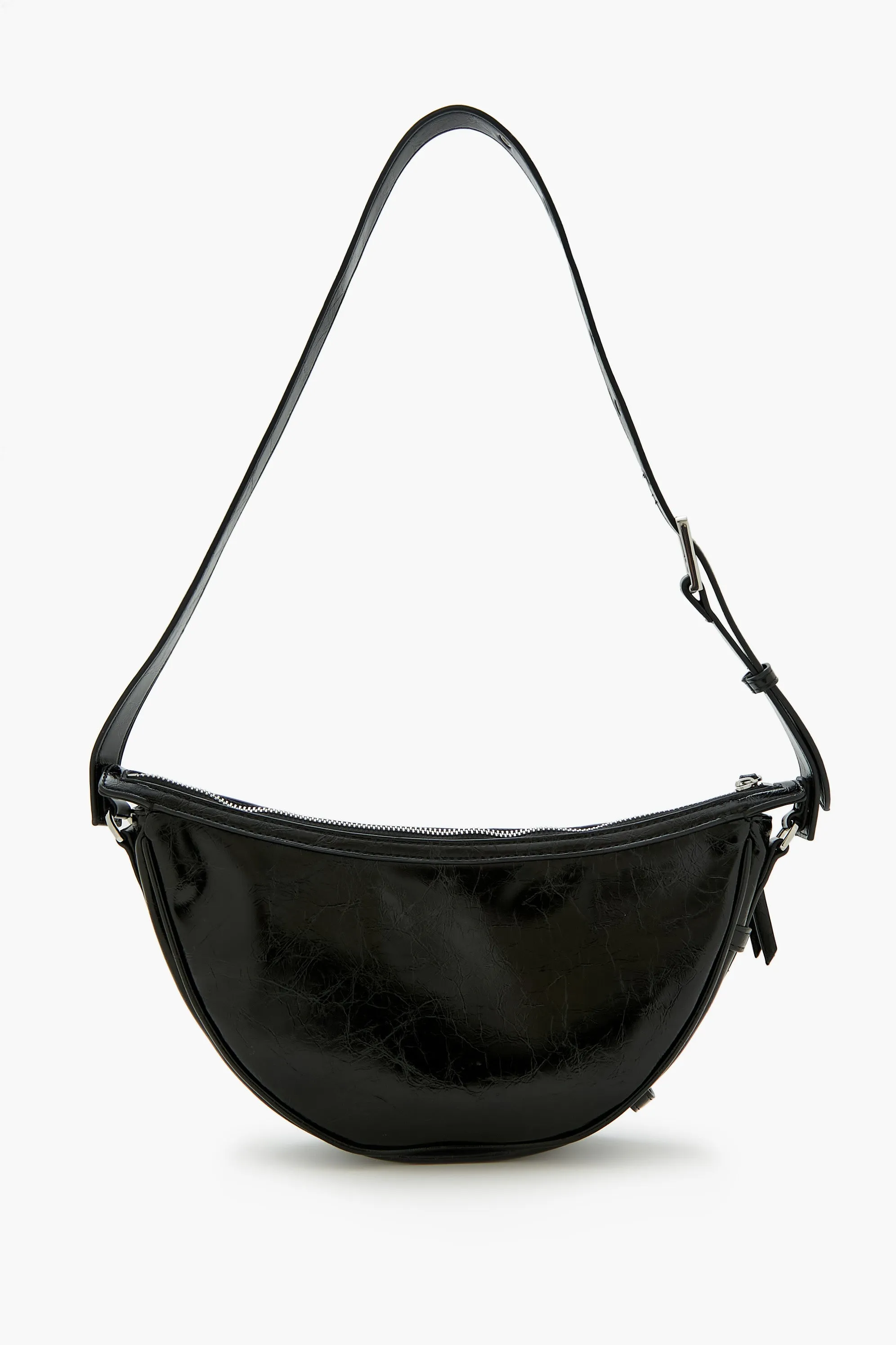 Faux Leather Crescent Crossbody Bag