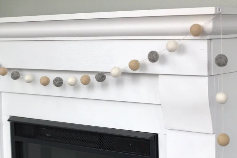 Felt Ball Garland- Almond, Gray & White