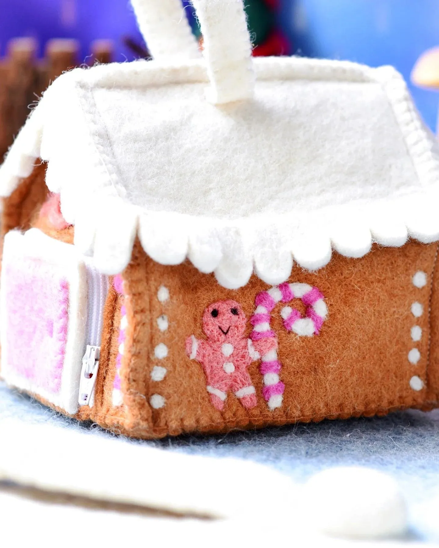 Felt Gingerbread House - Blue and Pink