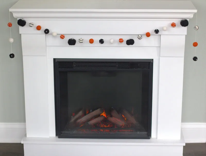 Felt Pumpkin Garland- Orange, Black Dots & Swirls