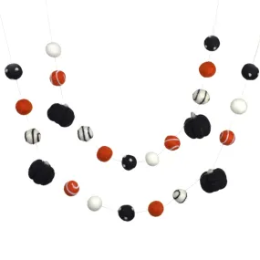 Felt Pumpkin Garland- Orange, Black Dots & Swirls