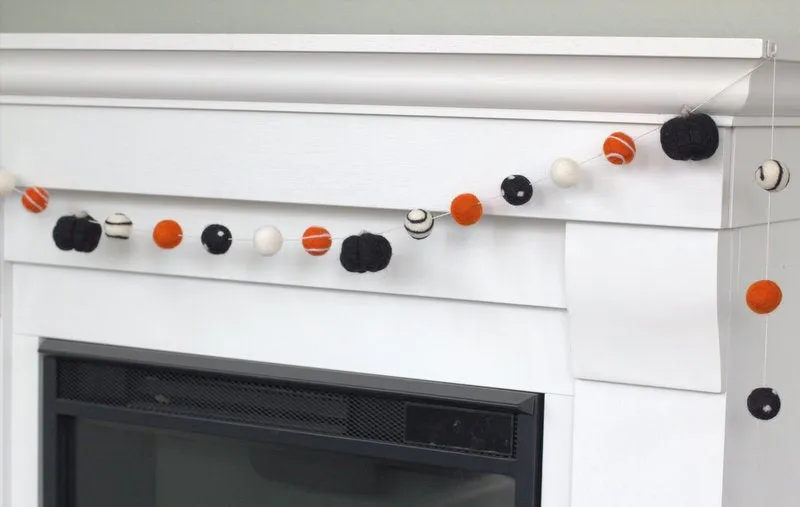 Felt Pumpkin Garland- Orange, Black Dots & Swirls