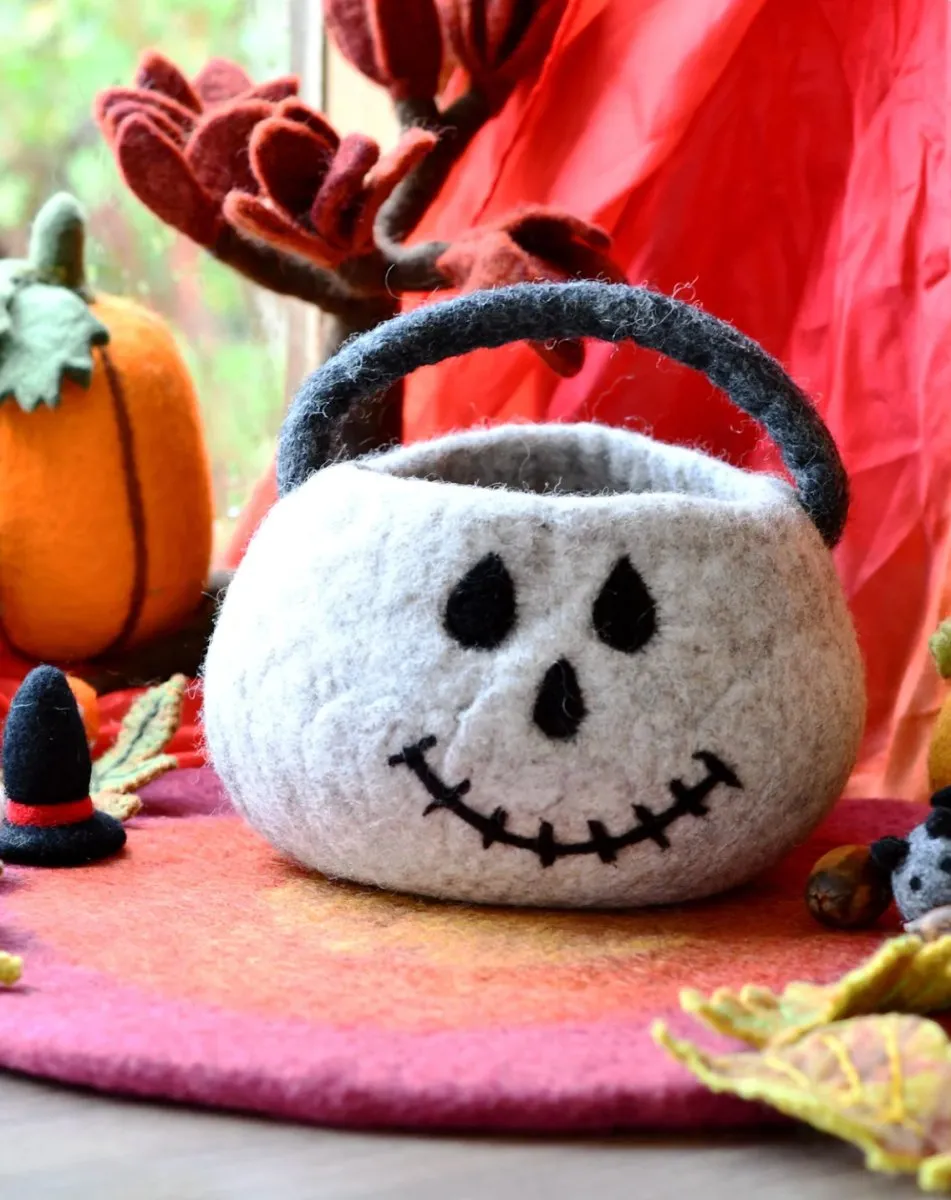 Felt Trick or Treat Spooky Skull Bag - Tara Treasures