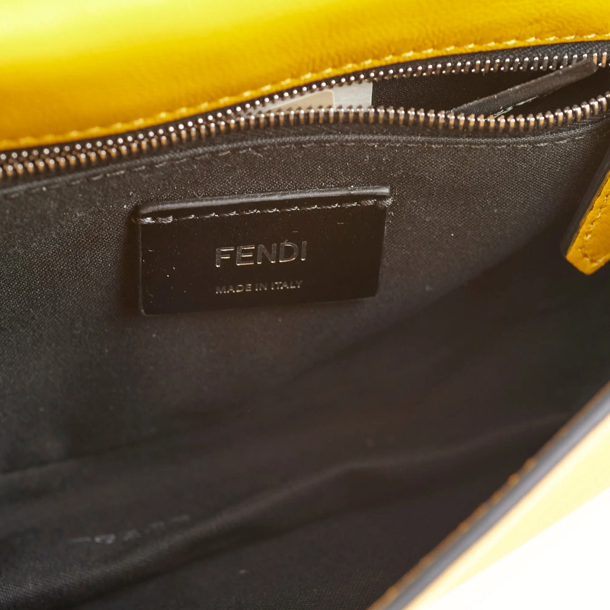 Fendi Expand Nappa FF 1974 Mini Embossed Flap Bag Yellow