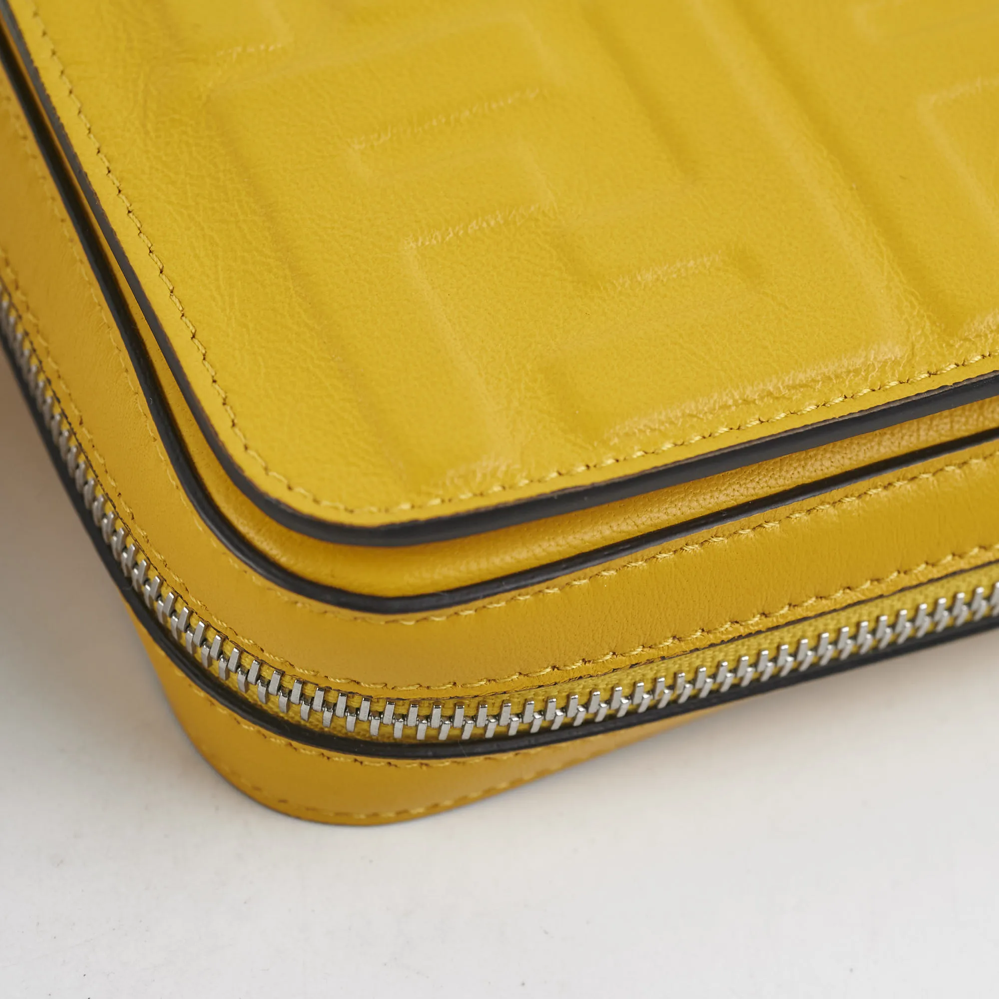 Fendi Expand Nappa FF 1974 Mini Embossed Flap Bag Yellow