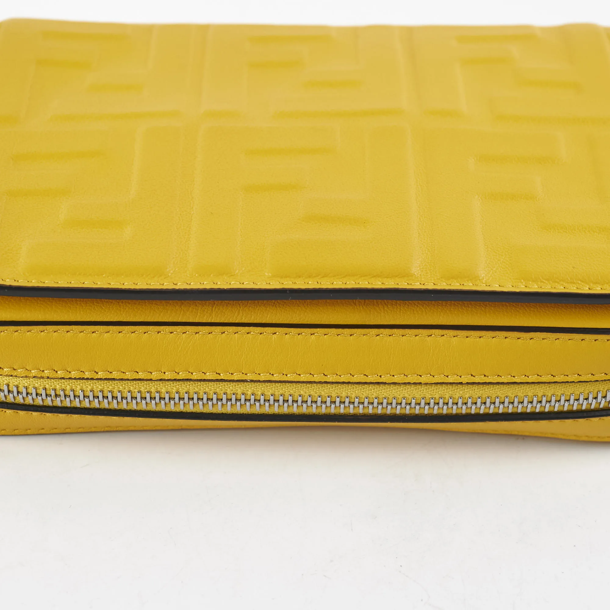 Fendi Expand Nappa FF 1974 Mini Embossed Flap Bag Yellow