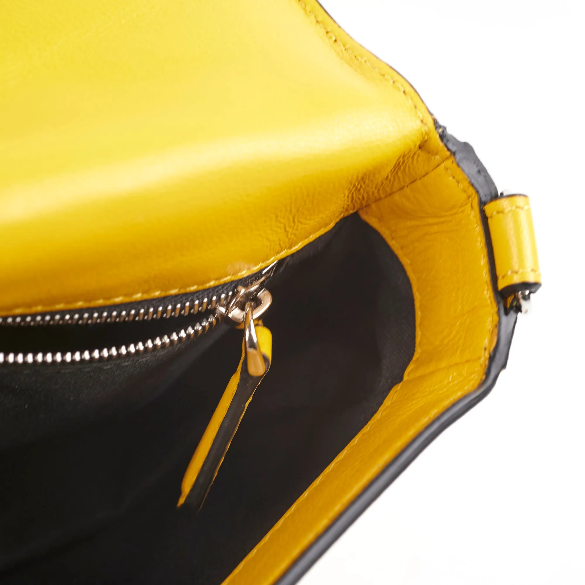 Fendi Expand Nappa FF 1974 Mini Embossed Flap Bag Yellow