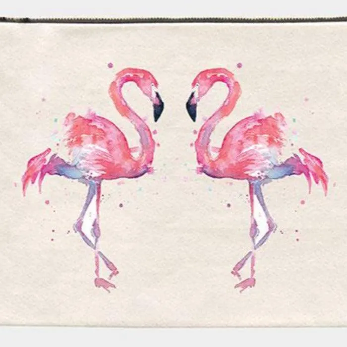 Flamingo Cotton Canvas Eco Pouch Bag