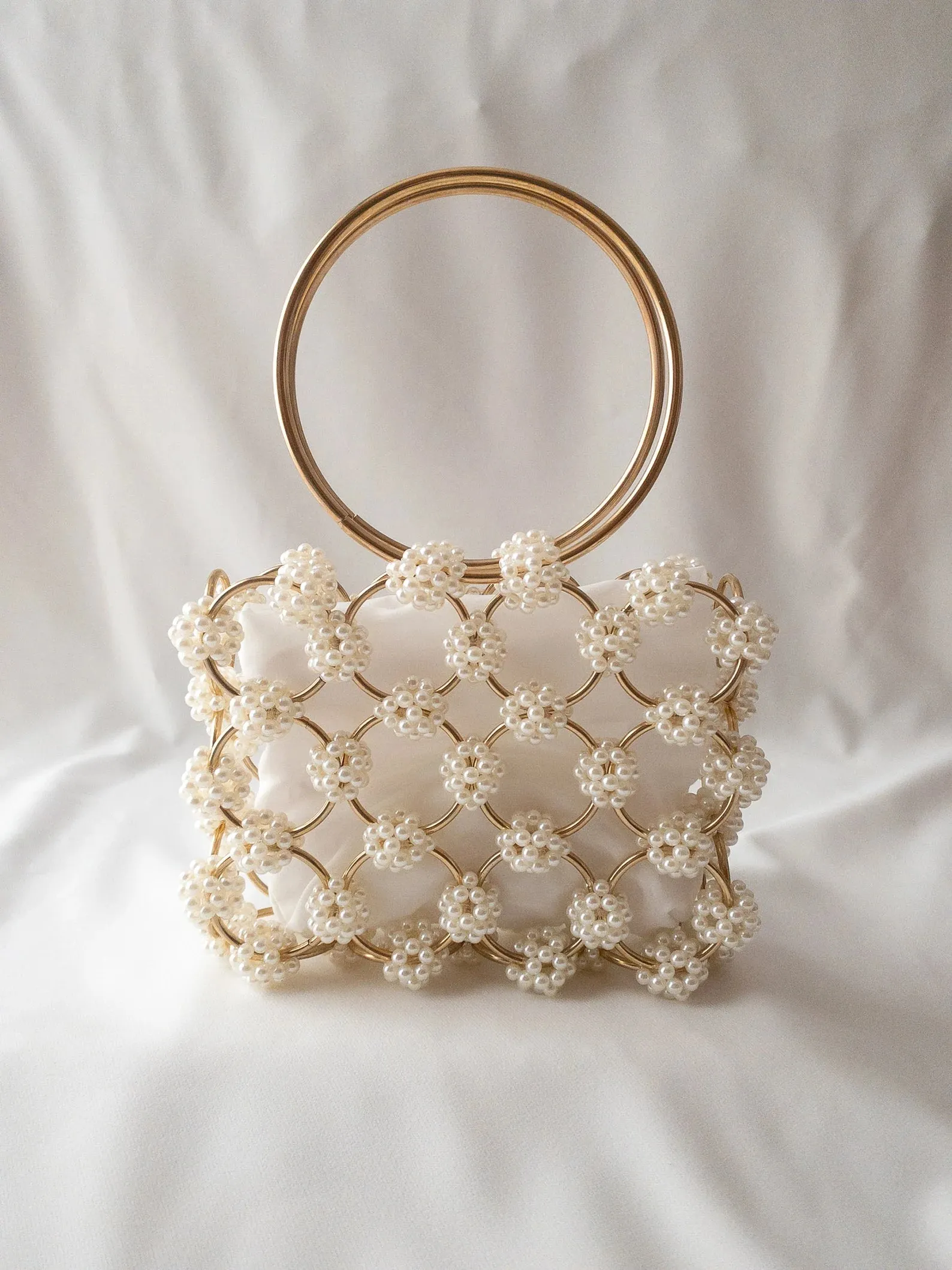 Floral Pearl Beaded Hand Bag