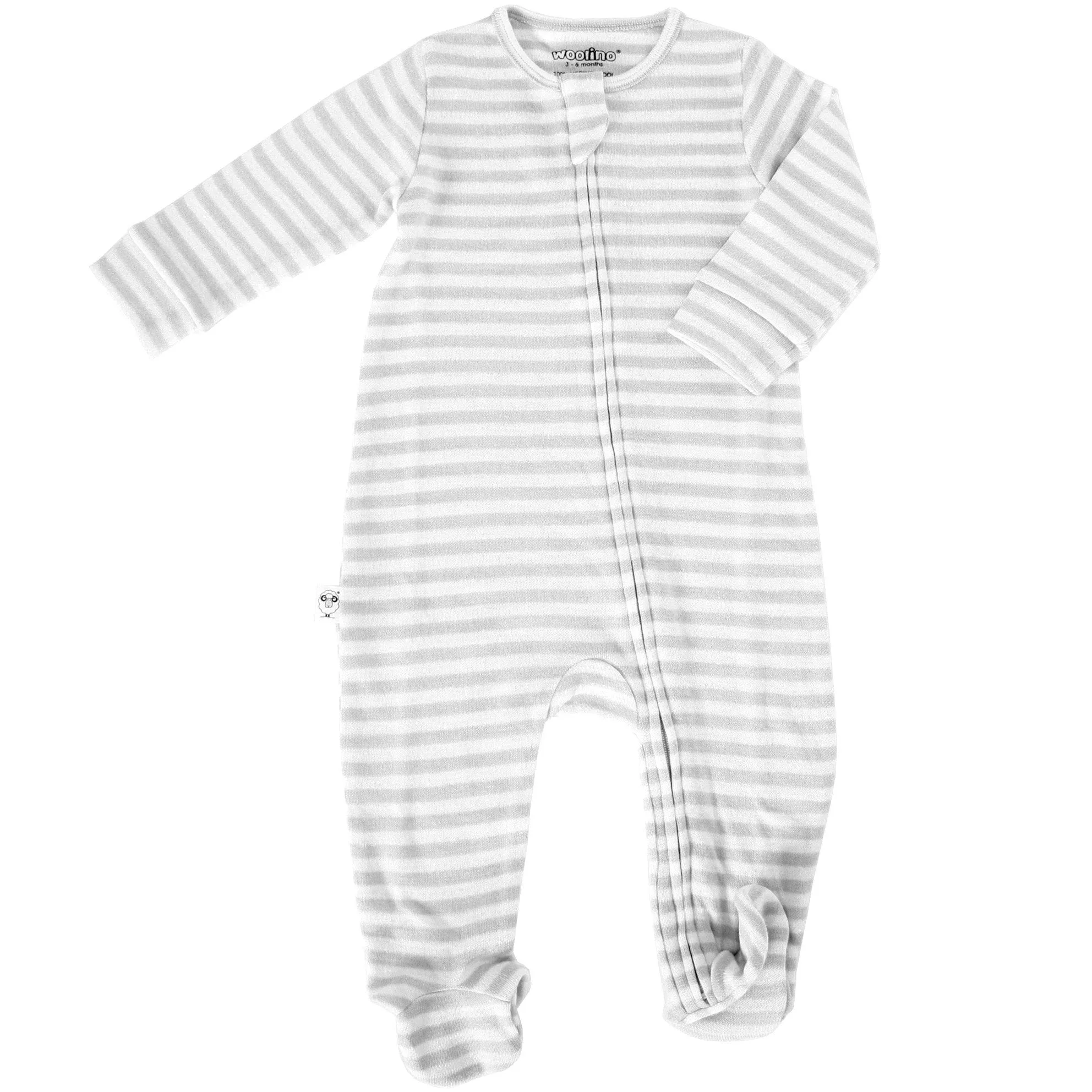 Footie Pajamas, Merino Wool, Gray