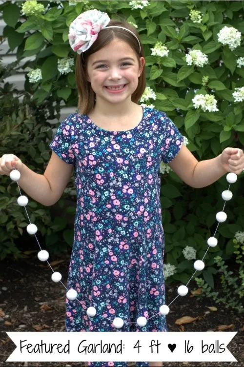 Fourth of July Felt Ball Garland- Red, White & Blue- Swirls