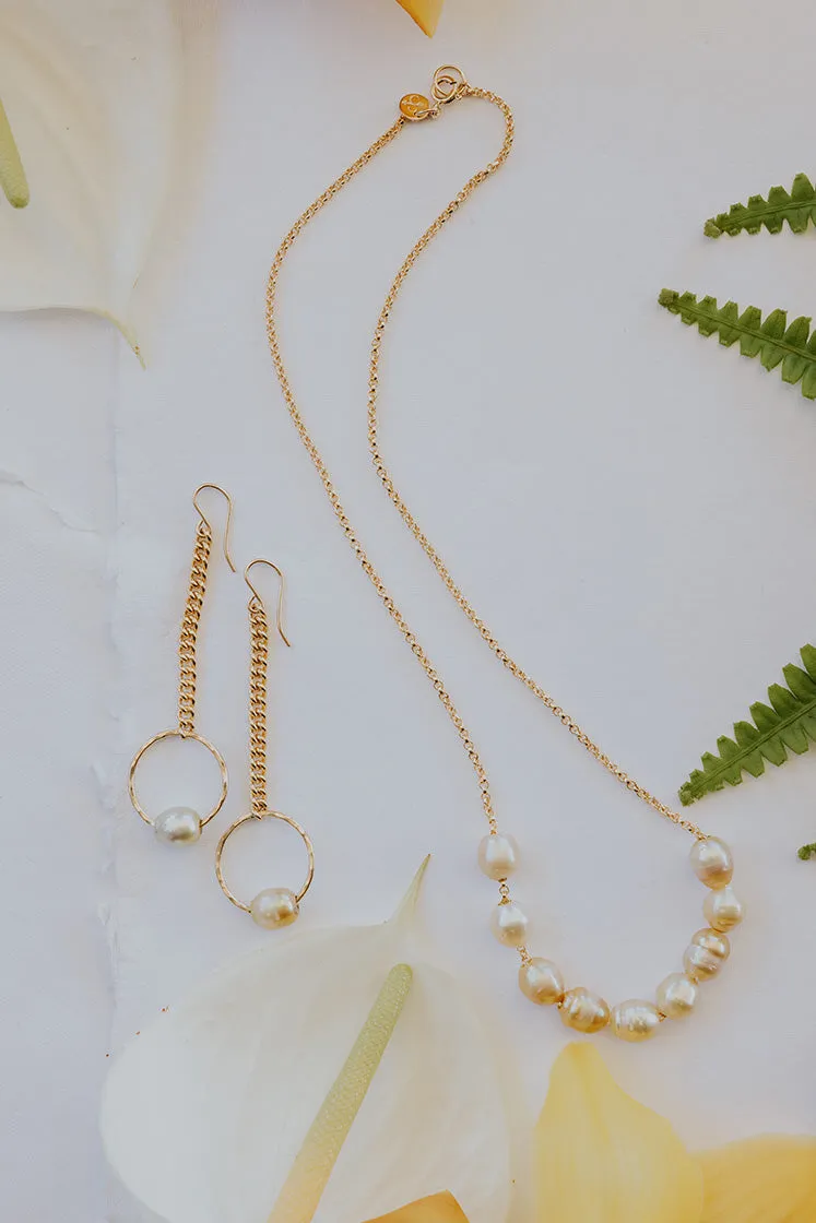 Freshwater Pearl Circle Drop Earrings