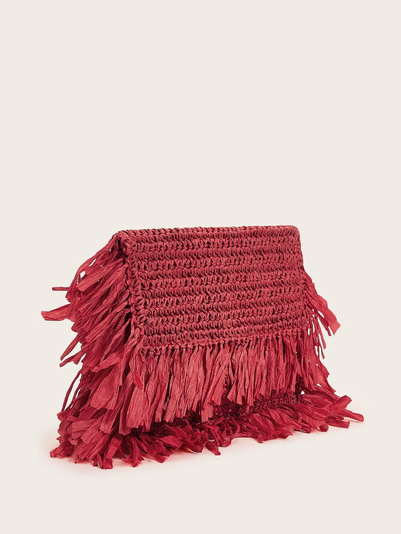 Fringe Trim Clutch Bag