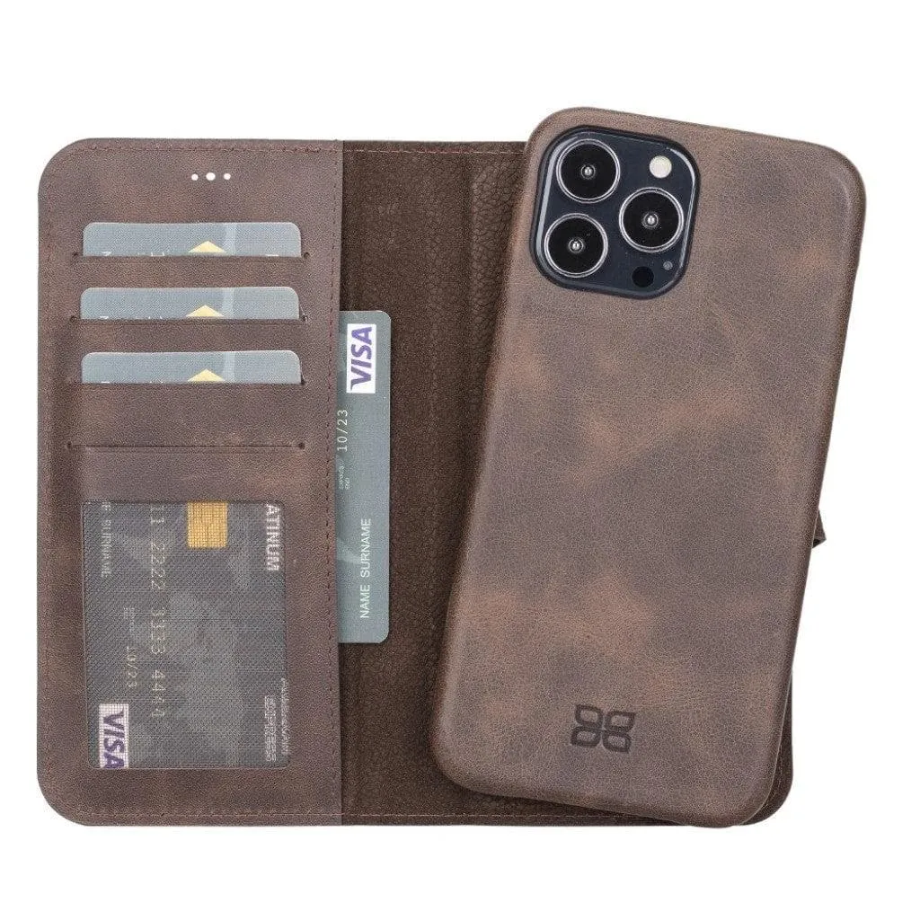 Full Leather Coating Detachable Wallet Case for Apple iPhone 13 Series