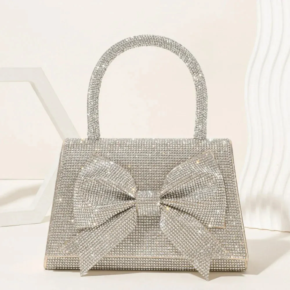 Gimme- the Gift Wrap Inspired Bow Trimmed Rhinestone Handbag 3 Colors